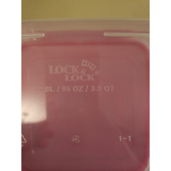 Lock&Lock Clear Plastic Pink Lids Storage Container Set Of 8 Nesting Handle - Picture 5 of 11